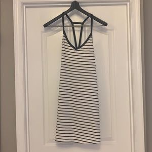 Romwe Striped Strappy Flounce Dress
